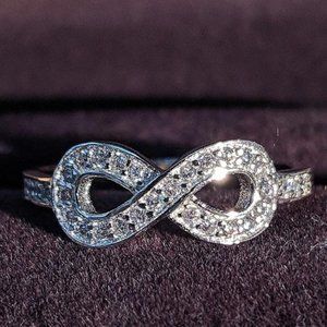 NEW 925 STERLING SILVER DIAMOND INFINITY RING